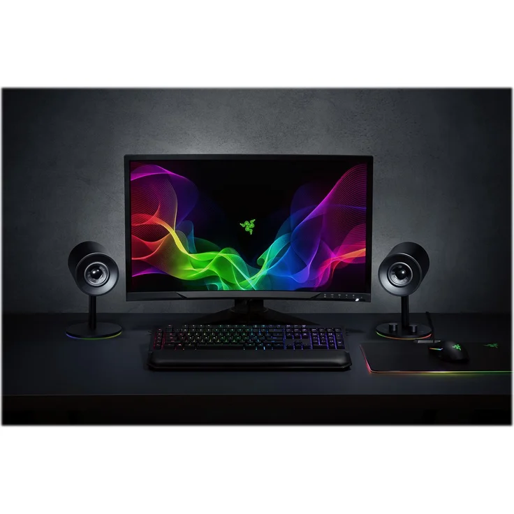 Razer Nommo Chroma 2.0 Gaming Lautsprecher (USB Lautsprecher PC mit Breitband-Sound, 3 Zoll Treiber aus Glasfaser und Razer) chroma RGB Beleuchtung – Bild 6