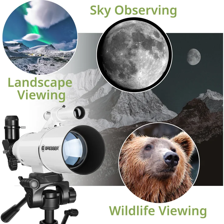 Bresser Refraktor Teleskop Classic 70-350 Starterpaket mit Aluminiumstativ und umfangreichen Zubehör für den perfekten Einstieg in die Astronomie – Bild 2