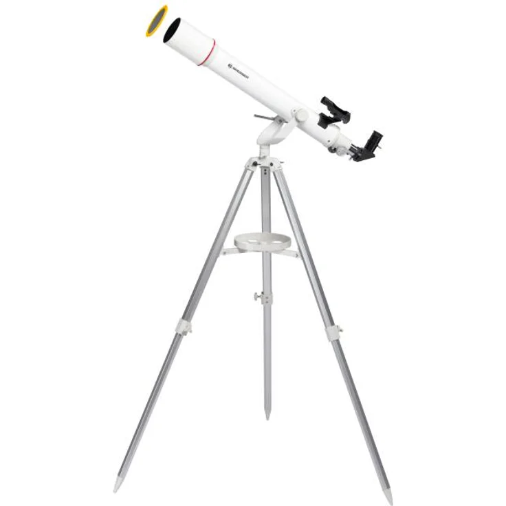 Bresser Refraktor Teleskop Messier AR-70-700 AZ mit Aluminium 3-Bein-Stativ, Azimutaler Montierung, LED-Leuchtpunktsucher und Smartphone Kamera Adapter für Einsteiger, weiß – Bild 2