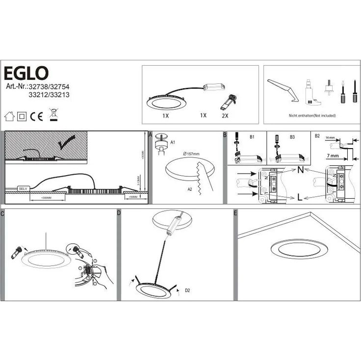 EGLO connect LED Einbauleuchte Fueva-C, Smart Home Einbaulampe, Material: Metallguss, Kunststoff, Farbe: Nickel matt, Ø: 17 cm, dimmbar, Weißtöne und Farben einstellbar – Bild 3