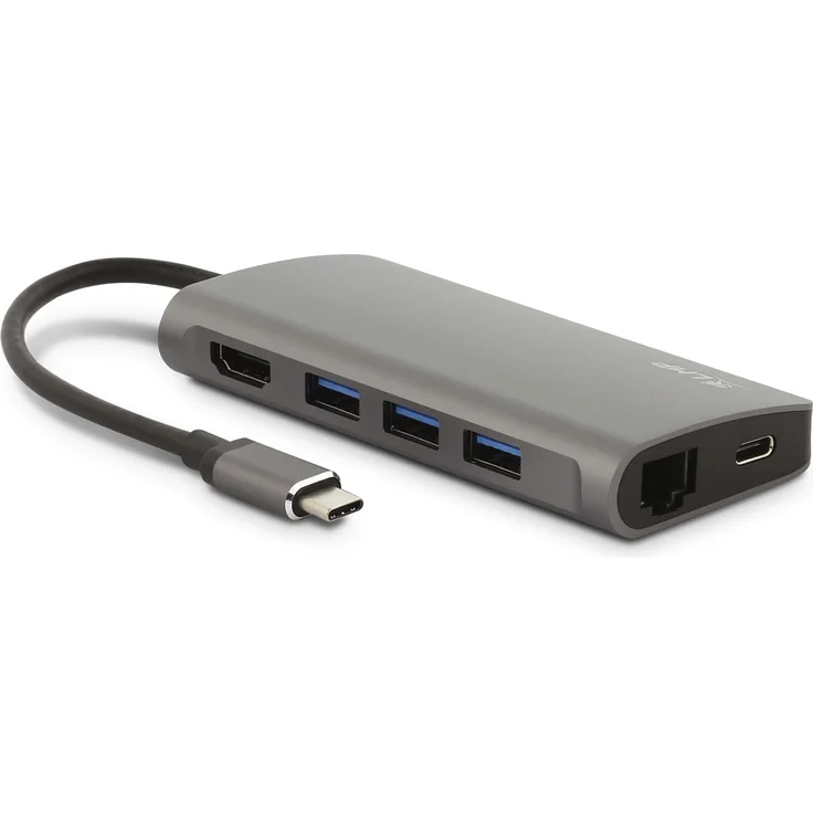 LMP USB-C-Mini-Dock, 8 Anschlüsse mit HDMI   3 x USB 3.0   Ethernet   SD/MicroSD   Ladung USB-C   Sterngrau – Bild 2