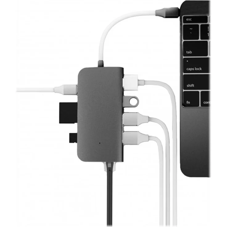 LMP USB-C-Mini-Dock, 8 Anschlüsse mit HDMI   3 x USB 3.0   Ethernet   SD/MicroSD   Ladung USB-C   Sterngrau – Bild 3