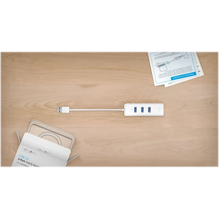 USB 3.0 to Gigabit Ethernet Network Adapter with 3Port USB 3.0 Hub 1 USB 3.0 connector 1 Gigabit Ethernet port 3 USB 3.0 ports 2 in 1 USB adapter – Bild 8