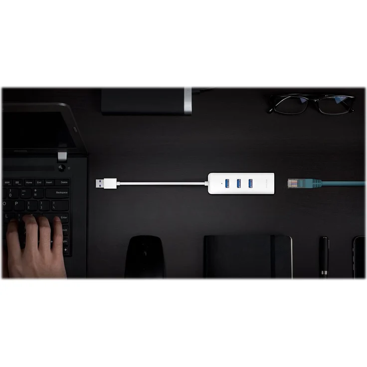 USB 3.0 to Gigabit Ethernet Network Adapter with 3Port USB 3.0 Hub 1 USB 3.0 connector 1 Gigabit Ethernet port 3 USB 3.0 ports 2 in 1 USB adapter – Bild 9