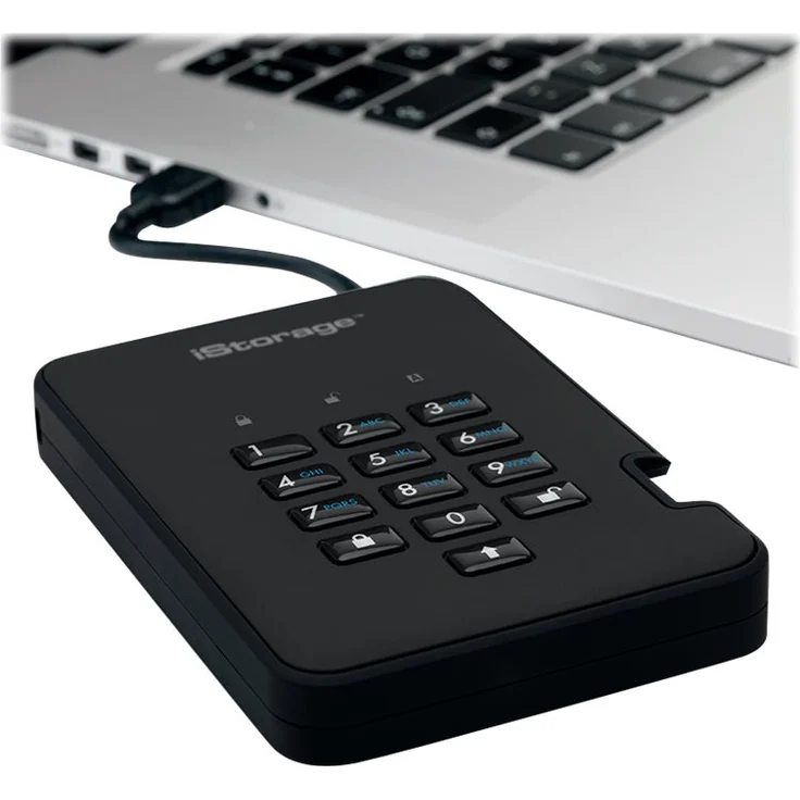 iStorage diskAshur² - Solid-State-Disk - verschlüsselt - 2 TB - extern (tragbar) - USB 3.1 - FIPS 197, 256-bit AES-XTS - Phantomschwarz (IS-DA2-256-SSD-2000-B) – Bild 5