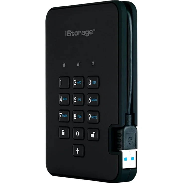 iStorage diskAshur² - Solid-State-Disk - verschlüsselt - 2 TB - extern (tragbar) - USB 3.1 - FIPS 197, 256-bit AES-XTS - Phantomschwarz (IS-DA2-256-SSD-2000-B) – Bild 2