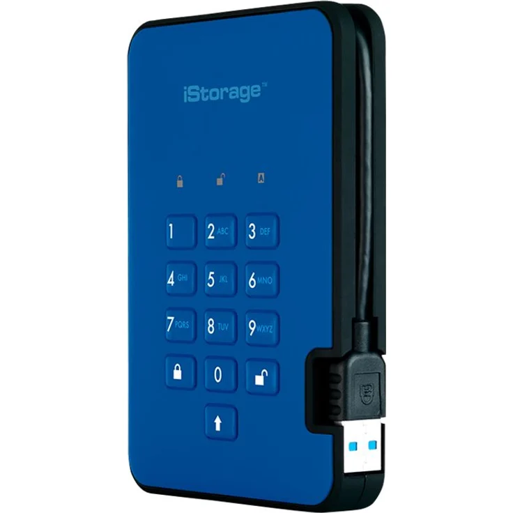 iStorage IS-DA2-256-SSD-2000-BE 2TB diskAshur2 256-bit USB 3.1 Tragbares SSD-Laufwerk mit Hardwareverschlüsselung- Ozeanblau – Bild 4