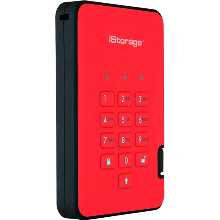 iStorage IS-DA2-256-SSD-2000-R 2TB diskAshur2 256-bit USB 3.1 Tragbares SSD-Laufwerk mit Hardwareverschlüsselung - Feuerrot – Bild 2