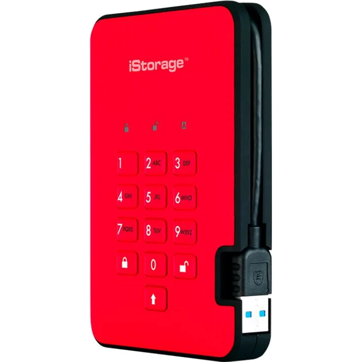 iStorage IS-DA2-256-SSD-2000-R 2TB diskAshur2 256-bit USB 3.1 Tragbares SSD-Laufwerk mit Hardwareverschlüsselung - Feuerrot – Bild 4