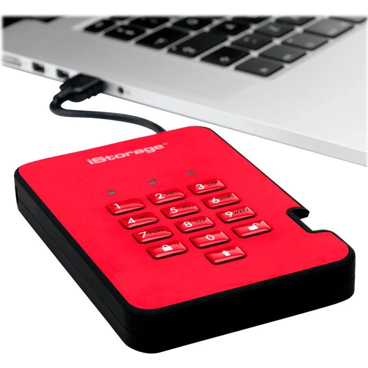 iStorage IS-DA2-256-SSD-2000-R 2TB diskAshur2 256-bit USB 3.1 Tragbares SSD-Laufwerk mit Hardwareverschlüsselung - Feuerrot – Bild 5