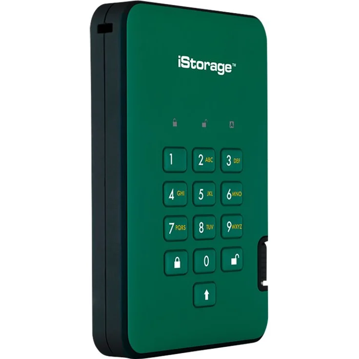 iStorage IS-DA2-256-SSD-2000-GN 2TB diskAshur2 256-bit USB 3.1 Tragbares SSD-Laufwerk mit Hardwareverschlüsselung - Renngrün – Bild 4