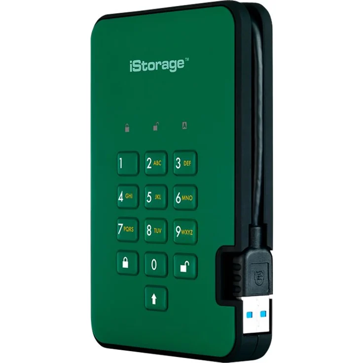 iStorage IS-DA2-256-SSD-2000-GN 2TB diskAshur2 256-bit USB 3.1 Tragbares SSD-Laufwerk mit Hardwareverschlüsselung - Renngrün – Bild 2
