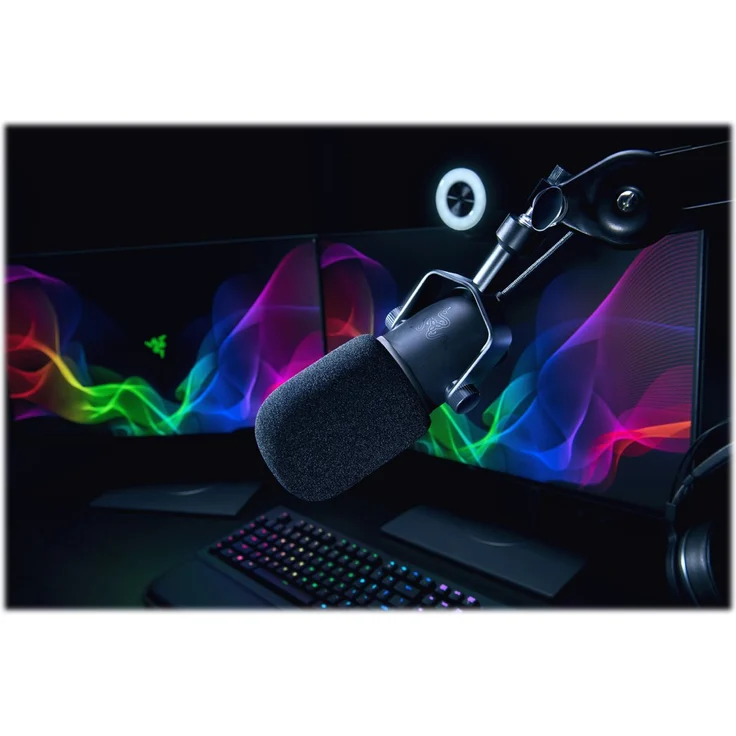Razer Seiren Elite USB Kondensator-Mikrofon (für Streaming, Kompaktes Streamer Mikrofon mit integriertem Schockdämpfer und Superniere Aufnahmemuster) Schwarz – Bild 4