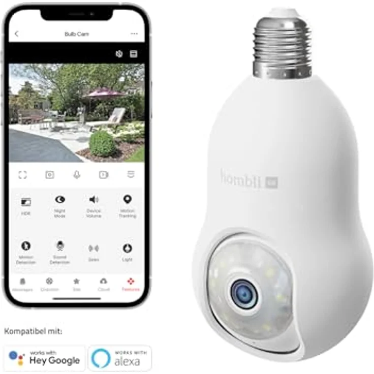 Hombli Überwachungskamera Bulb Cam 4K (Außenbereich) mit Bewegungs- und Geräuscherkennung – Bild 5