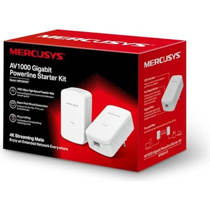 MERCUSYS MP500 KIT, Powerline Adapter 1000 Mbit/s HomePlug AV2, Gigabit Port, Plug & Play, Ohne WLAN – Bild 4
