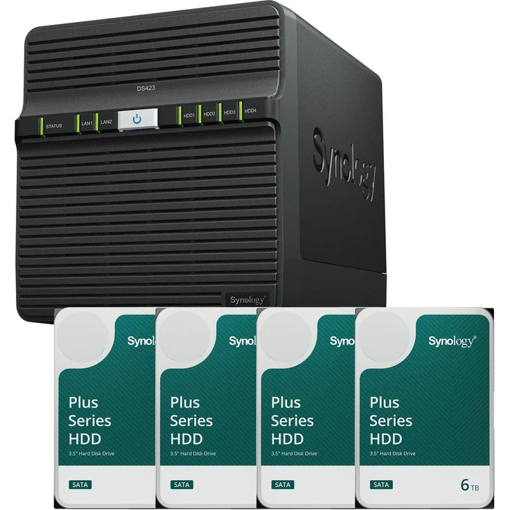 Synology DiskStation DS423, 4 Einschübe NAS-Server Leergehäuse mit Hot-Swapping-Funktionalität und Unterstützung für 4x 3,5"" SATA HDD, Schwarz