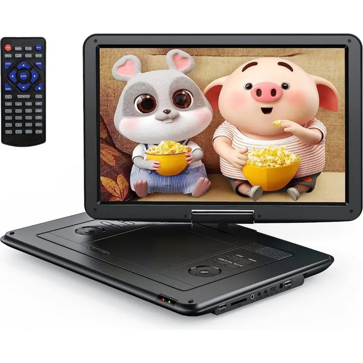 Yoton YD155, Portabler DVD-Player 15,5 Zoll mit Haltepunkt-Speicherfunktion, drehbarem Bildschirm und USB/SD-Unterstützung