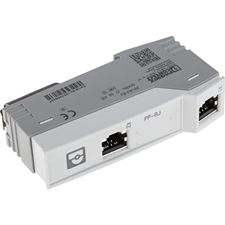 PHOENIX CONTACT PP-RJ-RJ Patch-Panel, Grau, Zwei RJ45-Buchsen, CAT6, 10/100/1000 MBit/s, PoE-fähig, Tragschienenadapter, IP20 – Bild 3