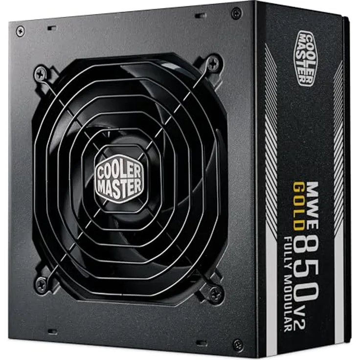 Cooler Master MWE Gold 850 V2 ATX 3.1 Vollmodulares Netzteil – 80 Plus Gold, 850 Watt, PCIe 5.1-Verkabelung, 120 mm HDB-Lüfter, Hochtemperaturschwelle