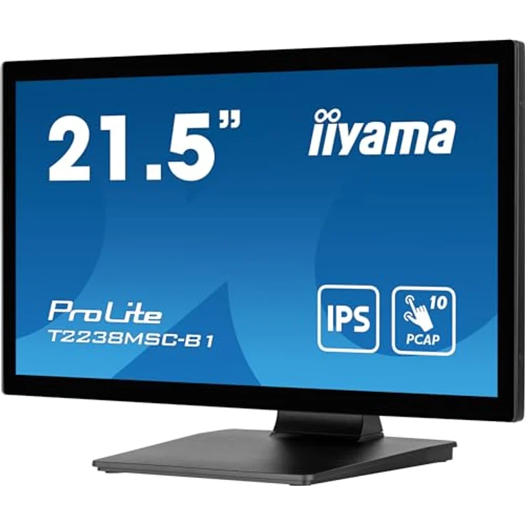 iiyama Prolite T2238MSC-B1 54,5cm 21,5" IPS LED-Monitor Full-HD 10 Punkt Multitouch Optical-Bonded kapazitiv HDMI DP USB3.2 Anti-Fingerprint IP1X 7H Metallgehäuse schwarz – Bild 4