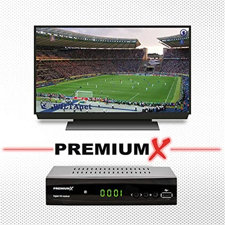 PremiumX Satelliten-Receiver HD 521 FTA, FullHD DVB-S2 Sat TV-Receiver mit HDMI und SCART, 2X USB Multimedia-Player, 12V Externes Netzteil, Schwarz – Bild 4