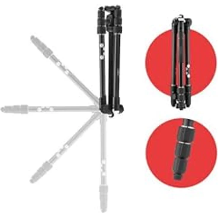 JOBY RangePod, schwarzes Alu-Reisestativ für Kamera/Smartphone mit Kugelkopf, Smartphone-Klemme und Tasche, für spiegellose, CSC, DSLR, Tik Tok Gadget, YouTube zubehör, Vlog, Video-Anrufe, Vlogger – Bild 4