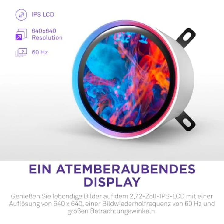 NZXT Kraken Elite 360 RGB - AIO CPU-Flüssigkeitskühler - 360-mm-Radiator - F360 RGB Core-Lüfter - Anpassbares 2,72"-IPS LCD - Turbine Pump - Intel LGA 1700, 1200/115X, 1851 - AMD AM5, AM4 - Weiß – Bild 3