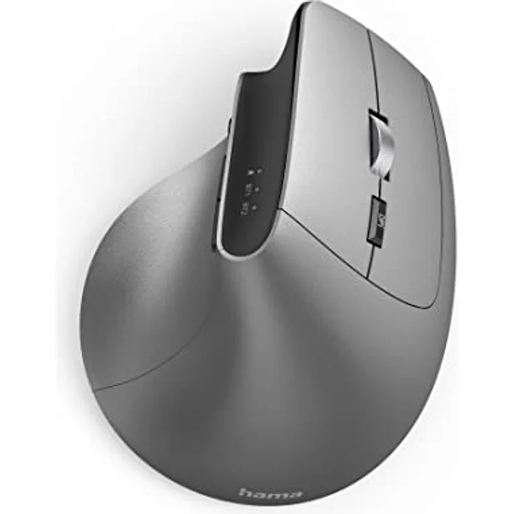 Hama ergonomische Maus „EMW-700“, 2,4 GHz + 2x BT 4.2 (Vertikalmaus kabellos für drei Geräte, Hochkant Maus mit wiederaufladbarem Akku, dpi 1000, 1600, 2400, 8 Tasten, beugt Mausarm vor) anthrazit – Bild 4