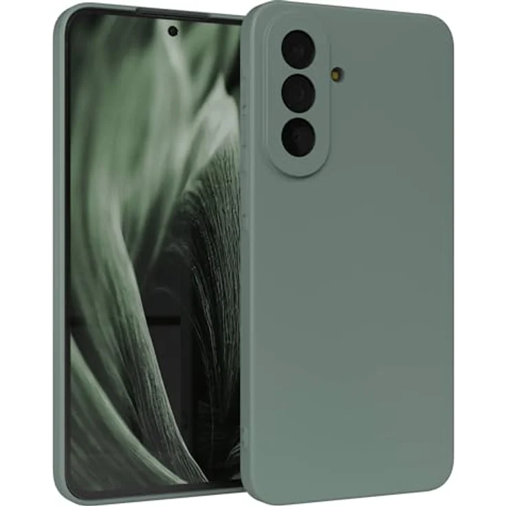 EAZY CASE Silikonhülle für Galaxy A57, Dunkelgrün, stoßfest, dünn mit Kameraschutz, kratzresistent, TPU Phone Bumper in Mitternacht Grün Matt – Bild 1
