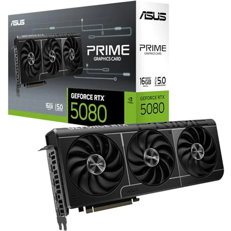 ASUS GeForce RTX 5080 PRIME, Grafikkarte mit DLSS 4, 3x DisplayPort, 0dB-Technologie und Dual-BIOS – Bild 2