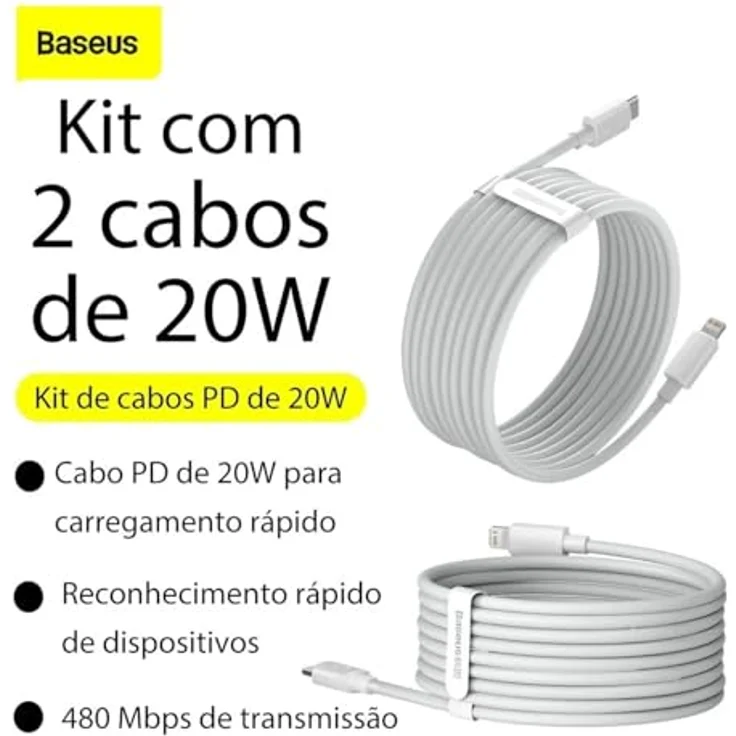 Baseus Cable Simple Wisdom - Type C to Lightning - PD 20W 5A 1,5 m - 2 pieces (TZCATLZJ-02) white – Bild 2