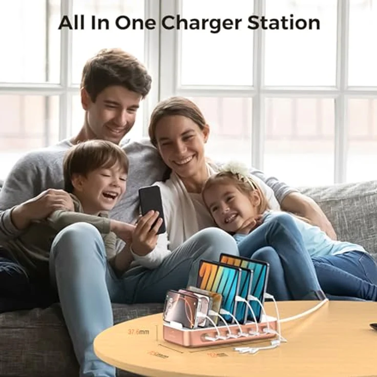 4smarts Ladestation Team 100W, 5C/1A, 6 Kabel inkl. 4in1-Multiladekabel, Kupfer, Wireless Charger, Sicherheitsfunktionen – Bild 8