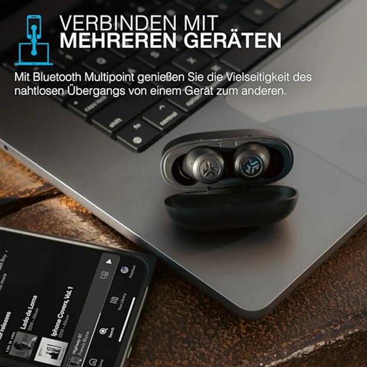 JLab JBuds True Wireless ANC 3 In Ear Kopfhörer Bluetooth, Smart Active Noise Cancelling kabellose Kopfhörer 42+ Std. Spielzeit, IP55 schweißresistent, EQ3 Sound, Headset mit Mikrofon & USB-Ladecase – Bild 5