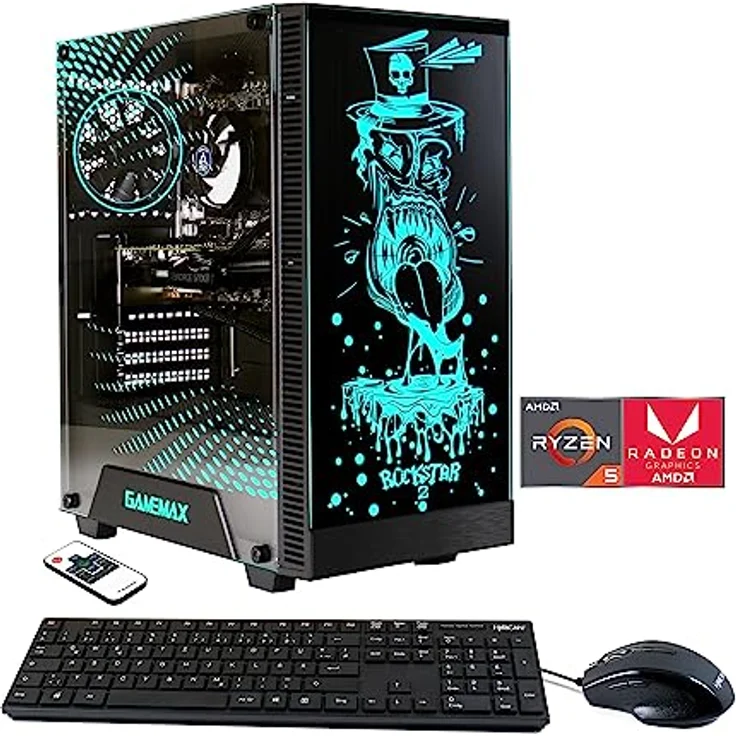 Hyrican Rockstar 6735 Ryzen 5 5600G 16GB 1TB SSD Radeon Graphics Desktop-PC, ARGB-Beleuchtung Front, WLAN AC, Windows 11 Home, schwarz – Bild 2