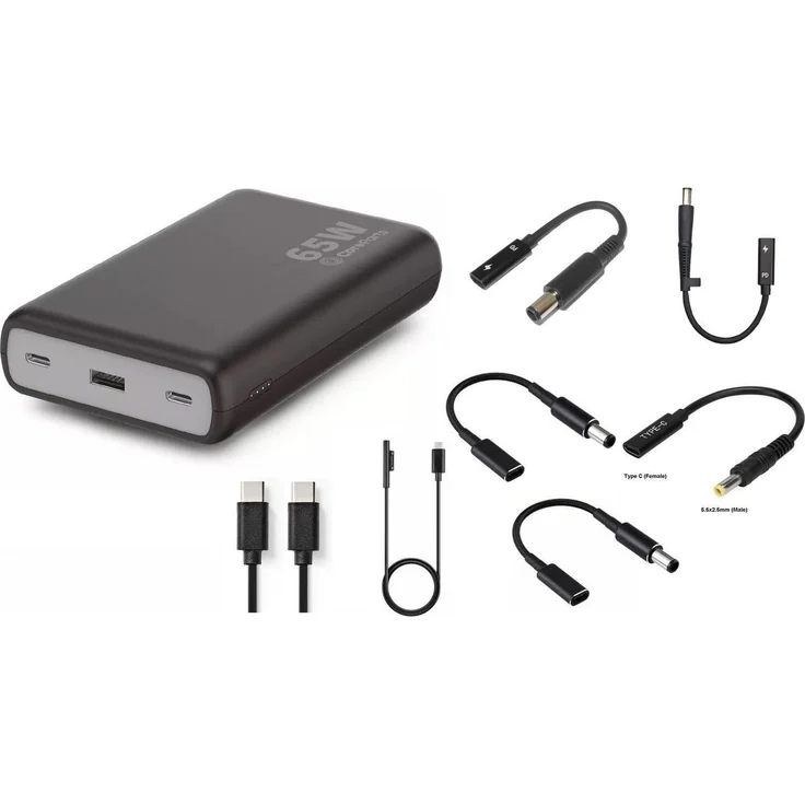 CoreParts USB-C PD65W Power bank 20.000 (20000 mAh, 65 W, 74 Wh), Schwarz