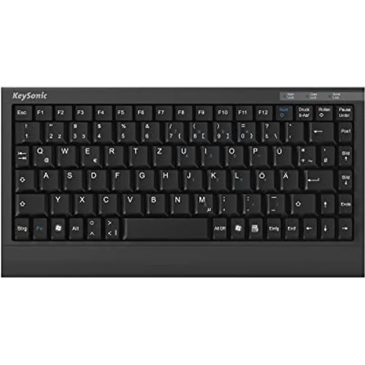 KeySonic USB Tastatur, USB Kabel (2 m), kompaktes Layout, integriertes Nummernfeld, SoftSkin, Schwarz