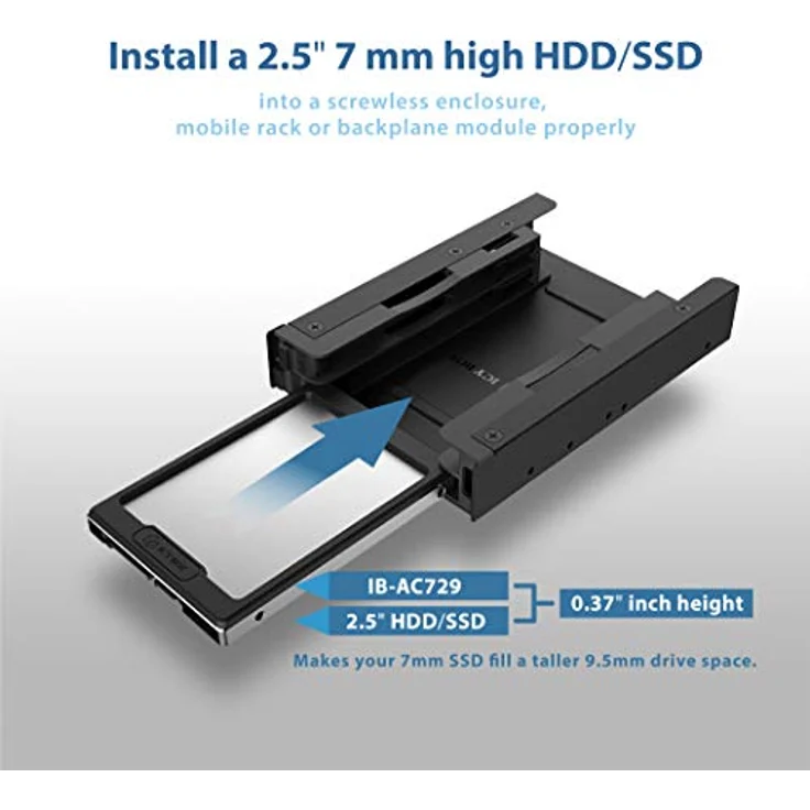 Icy Box IB-AC729 Bauhöhe-Adapter (Spacer) 7 mm auf 9,5 mm für 2,5 Zoll HDD-SSD, selbstklebend, schwarz – Bild 3