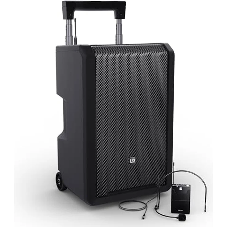 LD Systems ANNY 10 BPH Mobiler Bluetooth PA-Lautsprecher mit Akku, Mixer und 1x Headset-Mikrofon (inkl. Taschensender) 584-608 MHz, Schwarz – Bild 1