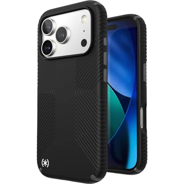 Speck Pro Presidio2 Grip, Handy-Hülle mit ClickLock, Fallschutz bis zu 4 m, Deep Sea/Silver Metallic/Spell Blue – Bild 3