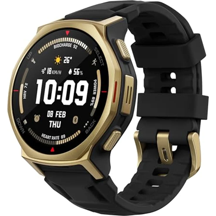 Amazfit T-Rex 3 Pro Outdoor Smartwatch, 44 mm Saphir-AMOLED, Titanlünette, Dual-Band GPS, 180+ Sportmodi, bis zu 17 Tage Akku, 10 ATM, Schwarzgold – Bild 1