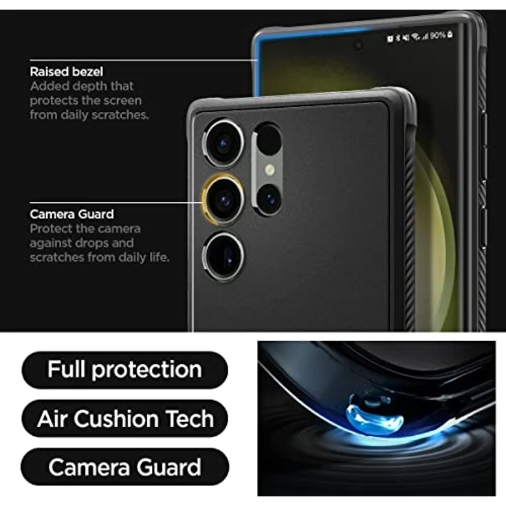 Spigen Rugged Armor Hülle für Samsung Galaxy S23 Ultra 5G - Schwarzes TPU mit Karbon Look, Air Cushion Technologie & Schutzrand - Maßgeschneidert & Stoßabsorbierend – Bild 5