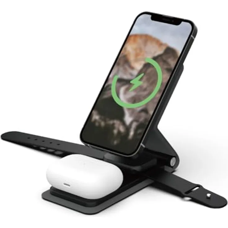 VINNIC TRIVOR Plus 3-in-1 Travel Wireless Charging Dock Wireless Charger, Apple iPhone, AirPods, Apple Watch, 15 W Schnellladefunktion, faltbares Design
