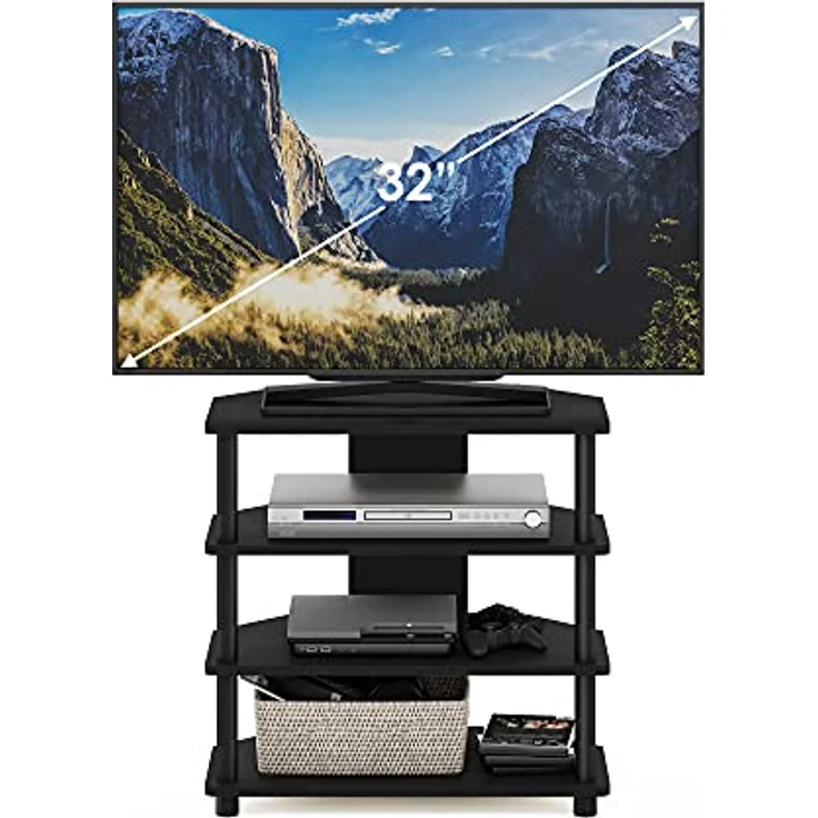 Furinno TV-Schrank mit 4 Ablageflächen, holz, Schwarz, 37.08 x 60.2 x 58.93 cm – Bild 5