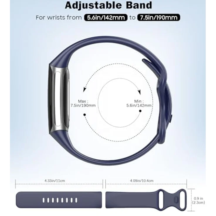 Astorgos 3 Stück Armband für Fitbit Charge 6/Fitbit Charge 5, Weiches TPE Uhrenarmband in Schwarz/Dunkel Blau/Tannen Grün, Hautfreundlich und Wasserdicht – Bild 3