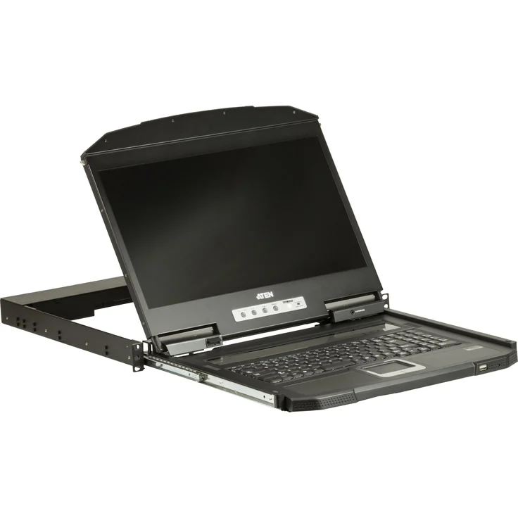 Aten CL3100NX UK 18,5"-LCD KVM Konsole, USB/VGA, kurze Tiefe, Schwarz