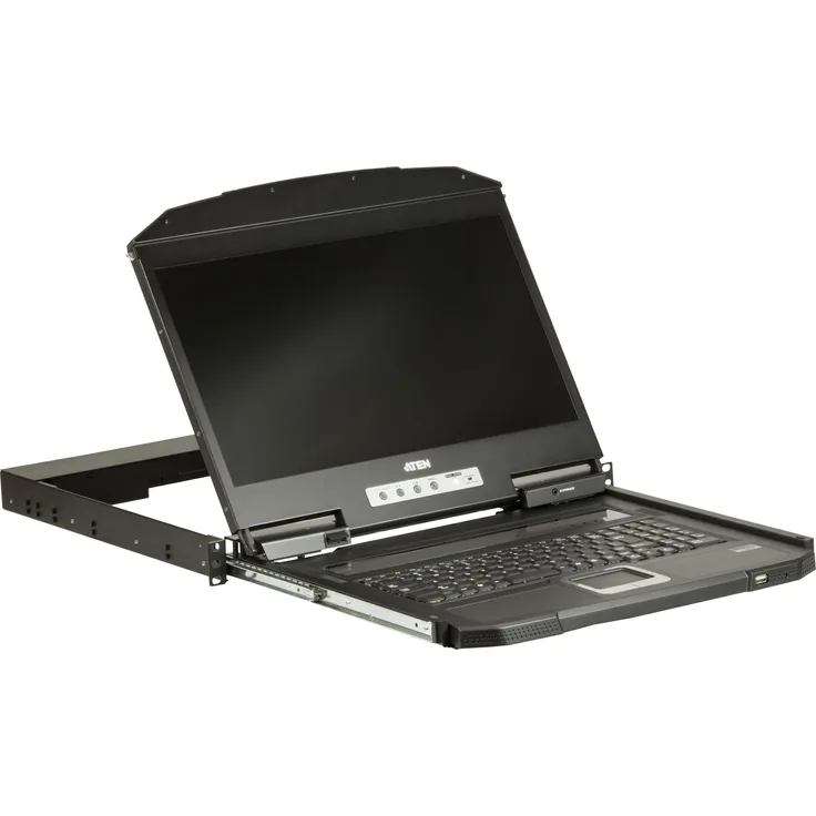 Aten CL3100NX SL, 18,5"-LCD KVM Konsole mit kurzer Tiefe, USB und VGA, Schwarz