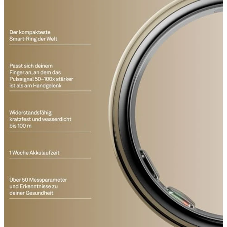 OURA Ring 5, Größe 9, Gold Smart mit fortschrittlichen Gesundheits- und Aktivitäts-Tracking-Funktionen – Bild 2