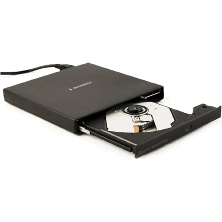 Gembird DVW EXT Slim DVD-USB-04, Externes USB 2.0 DVD/CD-Laufwerk mit 8x Lesegeschwindigkeit, Schwarz