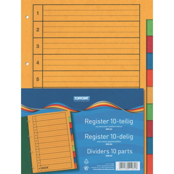 Stylex Schreibwaren Aktenordner Ordner Register 10tlg. 1-10 besonders stabiler Karton, DIN A4