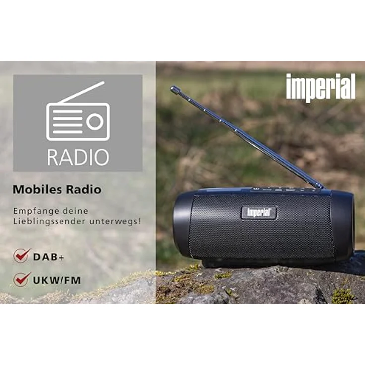 Imperial DABMAN GO – Tragbarer Bluetooth-Lautsprecher mit Radio (DAB+/UKW, 8 Stunden Wiedergabe, IPX5 wasserdicht, 5 Watt) – Schwarz – Bild 4